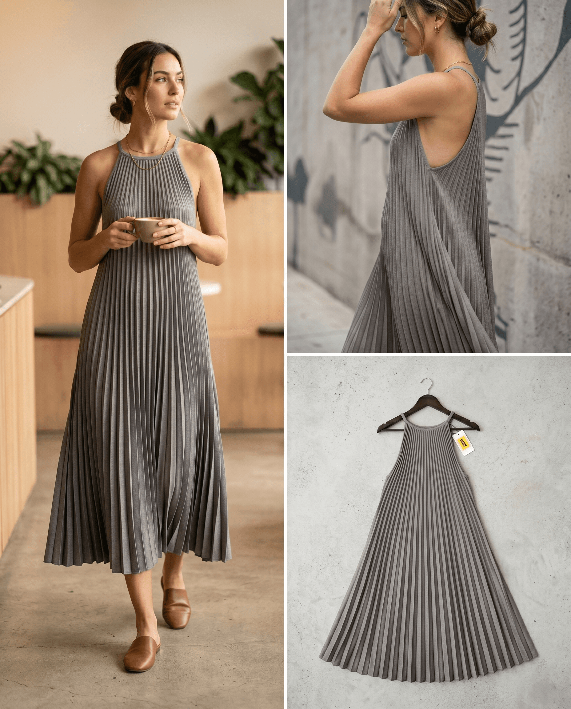 Pleated Gray Dress