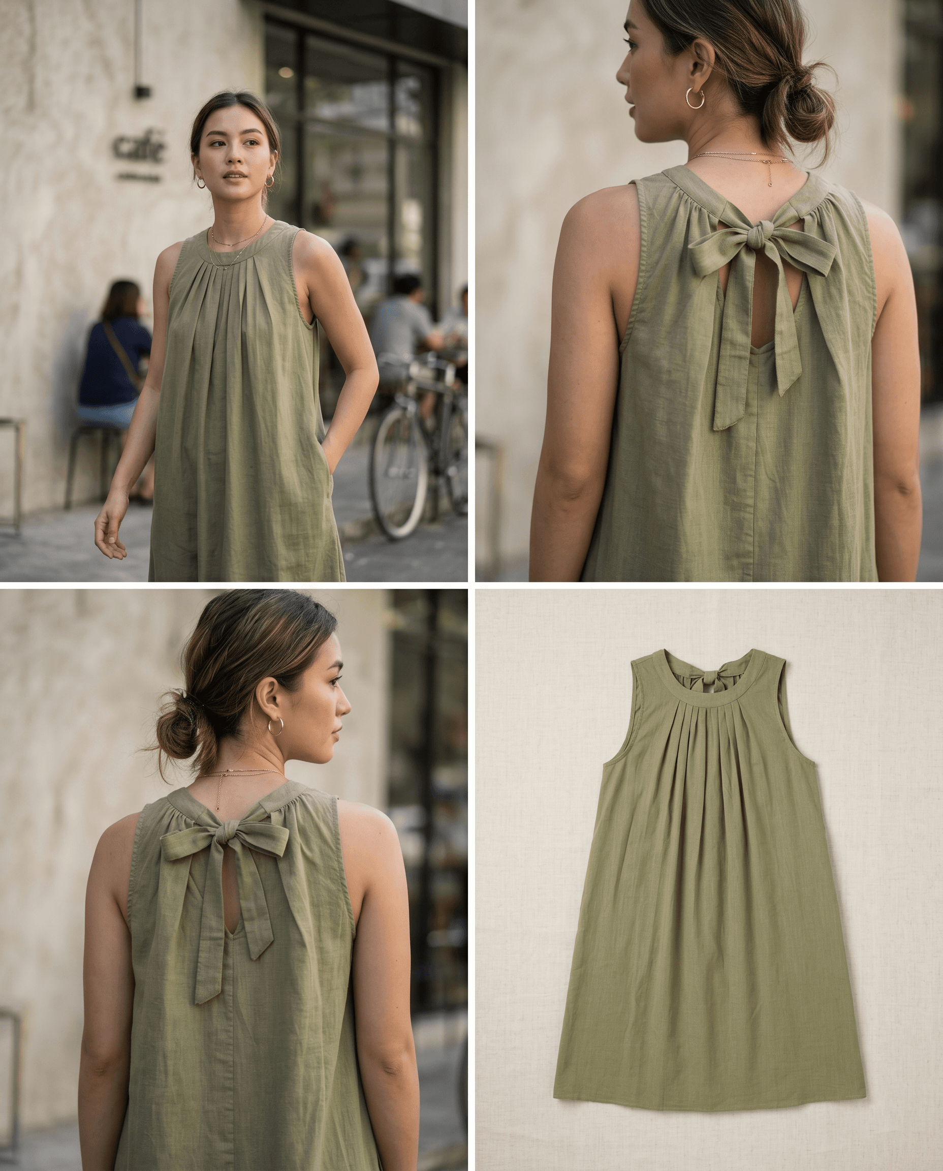 Olive Sleeveless Shifted Dress