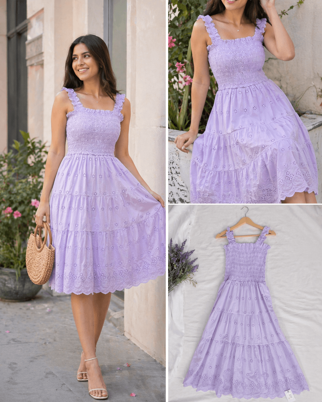 Lavender Smocked Mini Dress