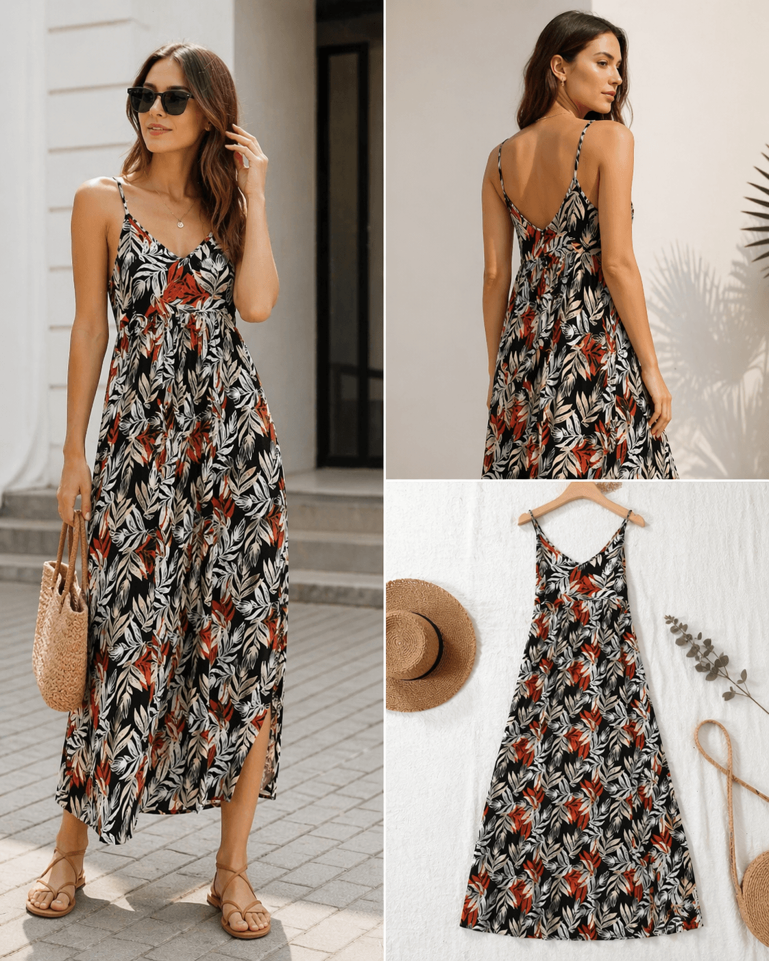 Black Rusty Floral Maxi Dress