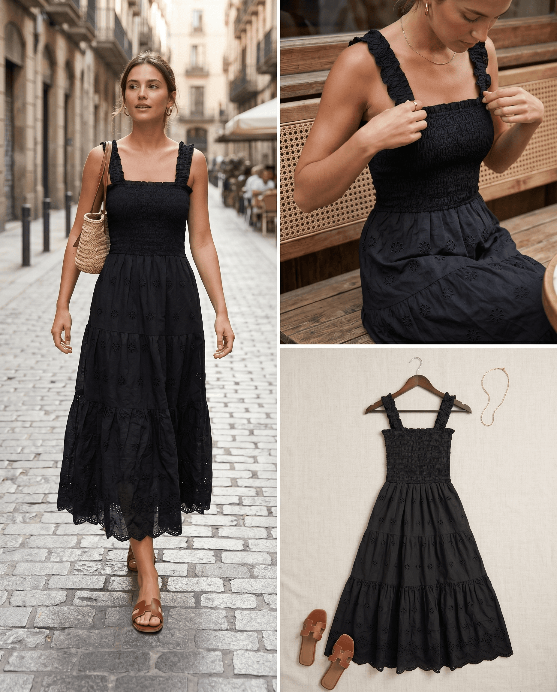 Black Smocked Mini Dress