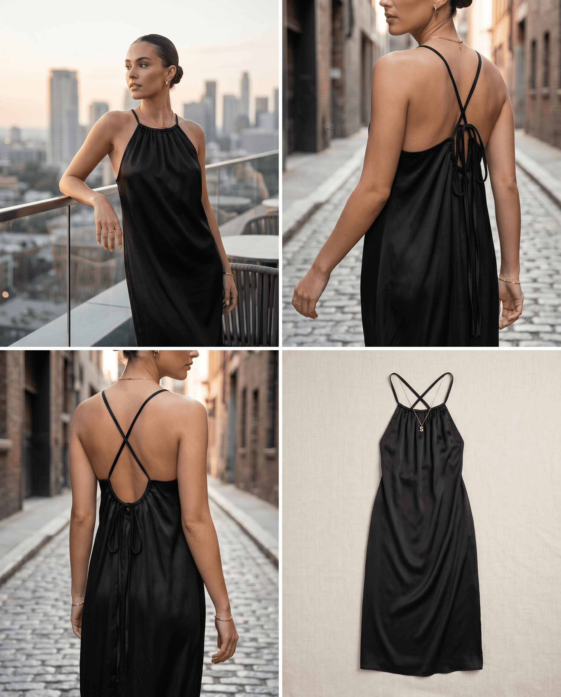 Black Satin Maxi Dress