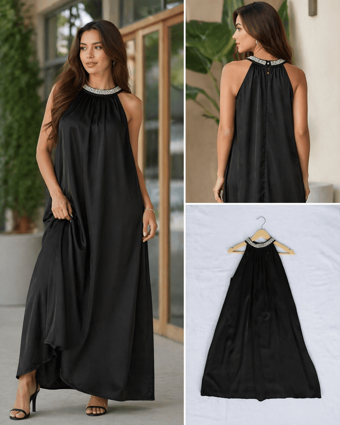 Black Beaded Maxi Dress