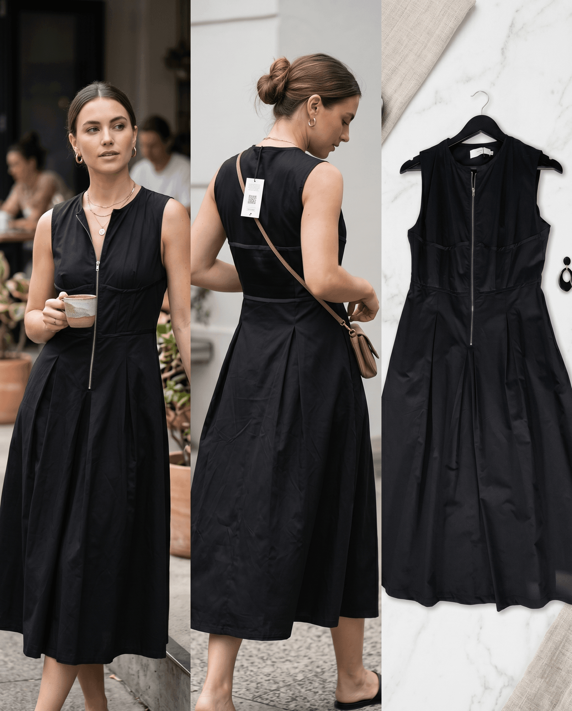 Black Zip Front Dress