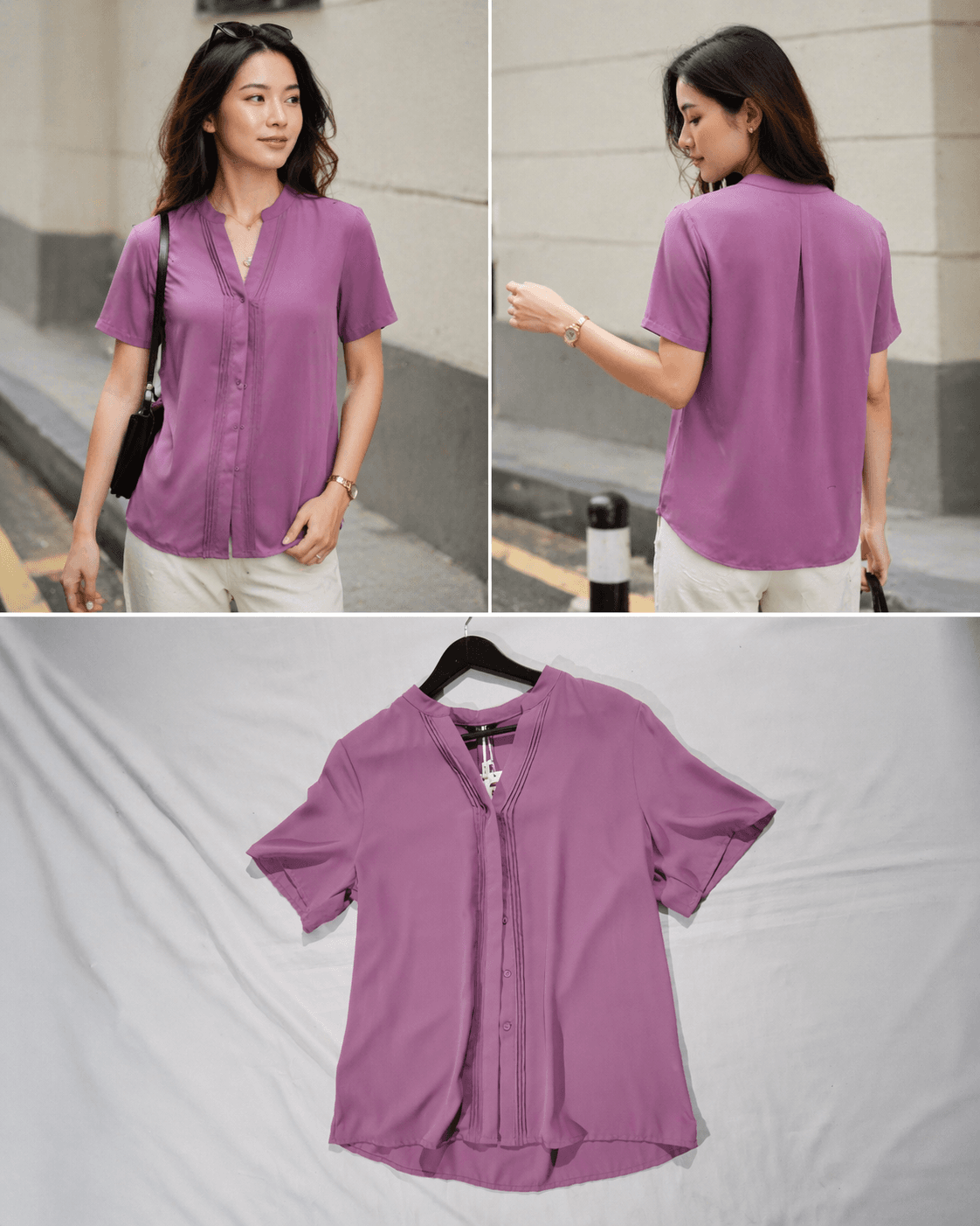 Lilac Pleated Top